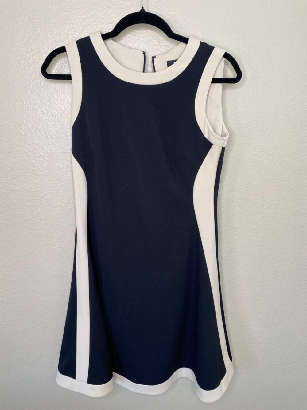 DKNY Black Tan Sleeveless Colorblock A-Line Dress Size 4 Polyester Mini - Picture 2 of 7